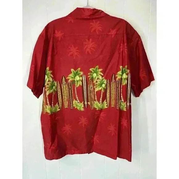 VTG Hawaiian Reserve Collection Shirt Mens 3XL Red Surfboard Palm Trees USA Made - Picture 4 of 7